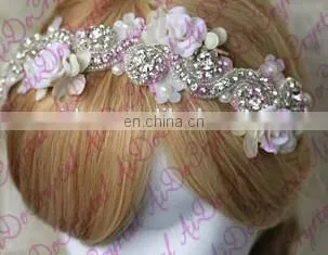 Aidocrystal Lace Bridal Headband,Wedding party Hair Accessories,Ribbon Headband bride necklace