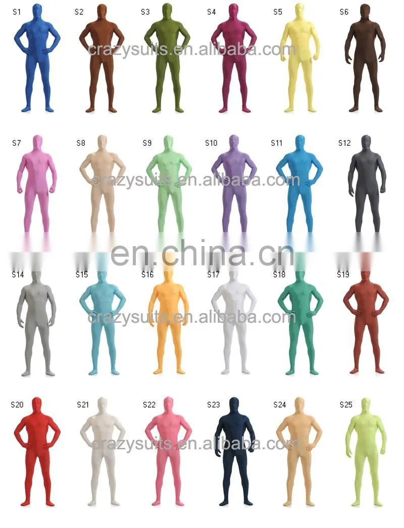 New Unisex Adult Coffee Second Skin Morph Suits Hood Full Body Zentai Costume