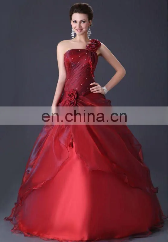 Grace Karin New Style of One Shoulder Red Floor Length Red Quinceanera Dresses CL2514