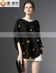 Popular American style loose blue beaded blouse girls tops wholesale