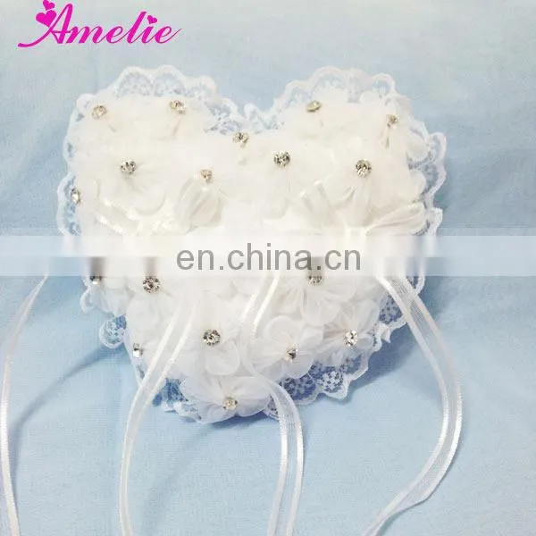 Crystal Flower Heart Shape Wedding Ring Pillows