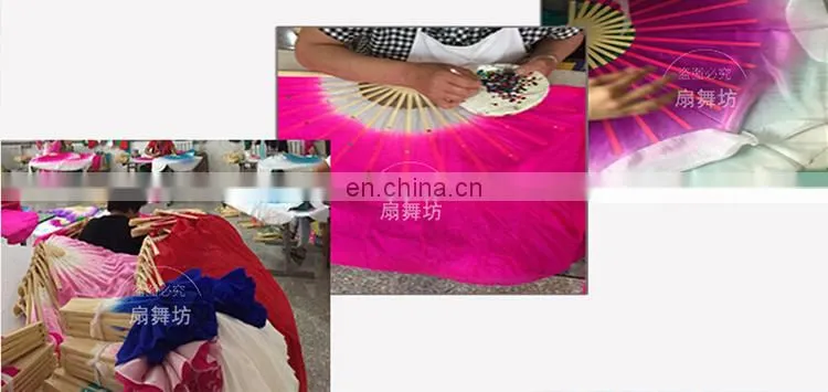 P-9080 New arrival factory customized 1.5m/1.8m imitated silk three and five colors long belly dance fan veil