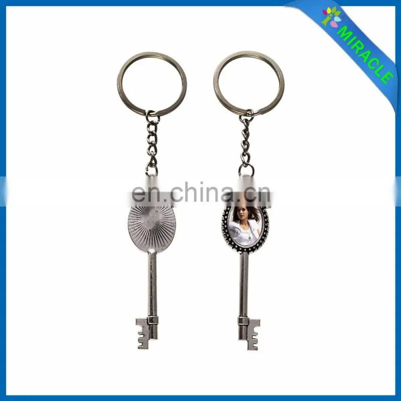 Sublimation Key Shaped roundl Metal Keychain