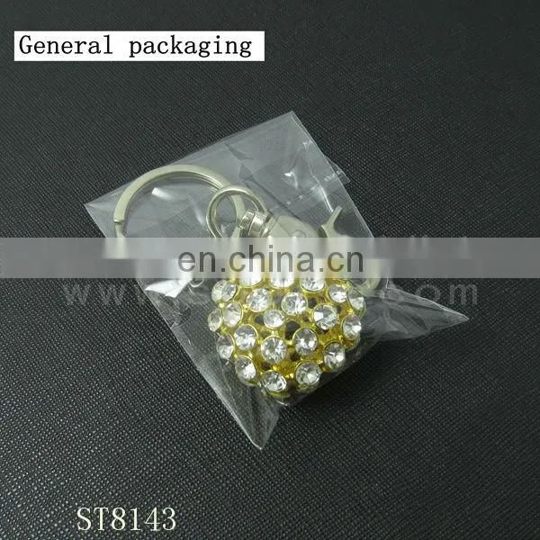 Fashion Heart Shaped Metal Keychain with Crystal Diamond for Wedding Gift