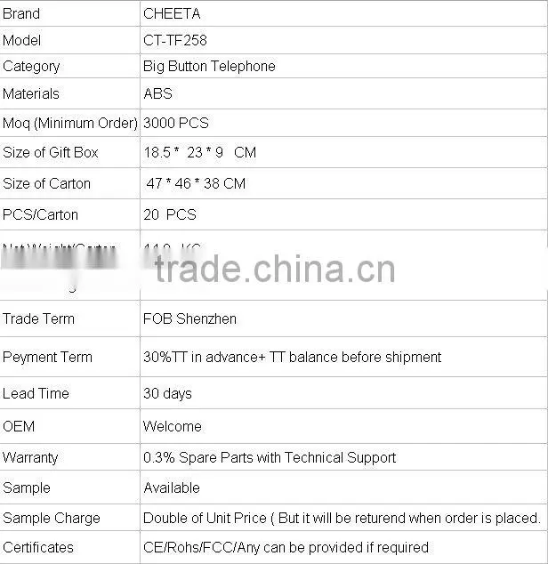 white corded one-touch memory big button telephone