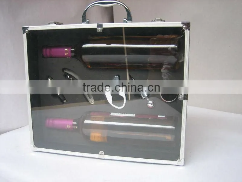 aluminum profile fireproof shell wine travel case with lock and handle