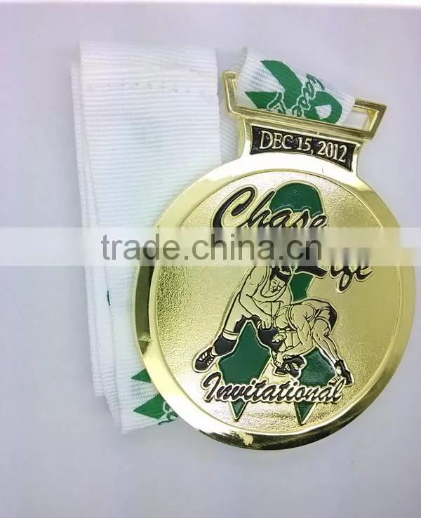 3D Custom casting kung fu metal medal with ribbon
