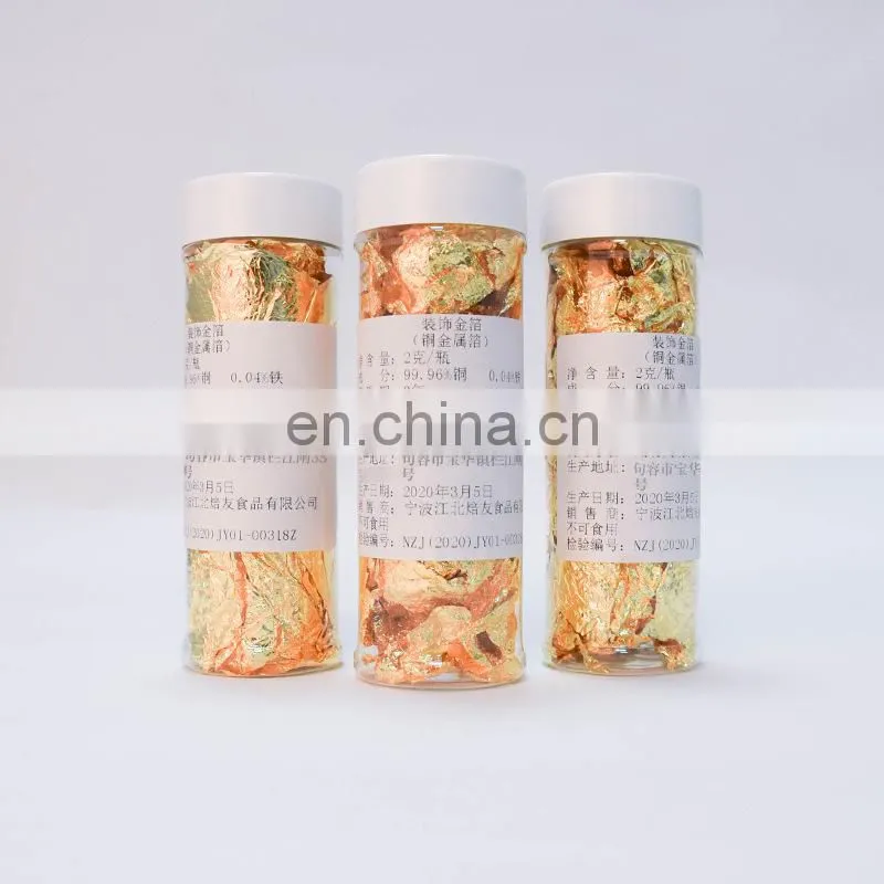 2g/box Edible Grade Genuine Gold Leaf Schabin Flakes Gold Cake Decoration DIY Chocolates Decor For Happy Birthday Party Baking