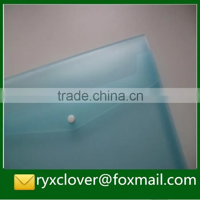Clear eco-friendly PP plastic document bag with button