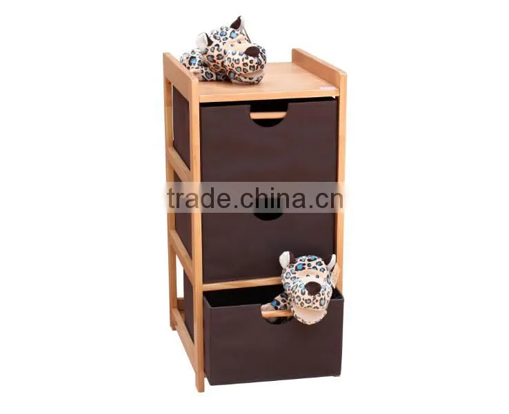 2014 Hot Sale Natural KD Wood 3 Drawer Wide Storage Shelf