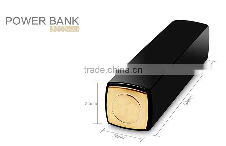 Bulk mobile phone charger lipstick Power Bank3000mAh for iPhone samsung