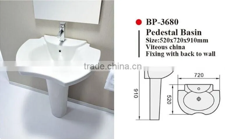 BP-3680 Modern Bathroom Design, Modern Quality Basin Pedestal, Bathroom Ceramic Hand Wash Sink Bash Bowl