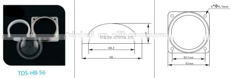 waterproof 56mm bay light Led optical lens with Gasket