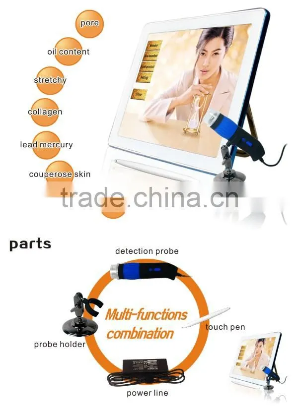 2014 High Quality Full Touch Screen Professional Intelligent Portable Skin Analyzer