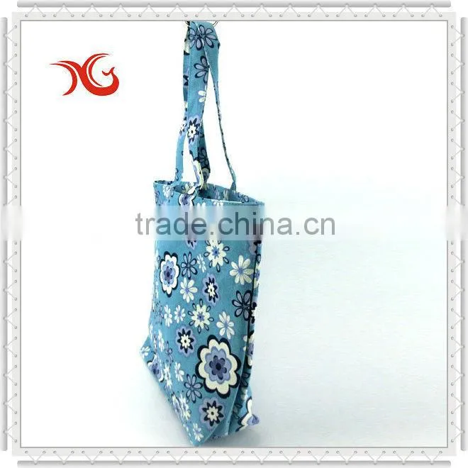 Flower design canvas beach bag
