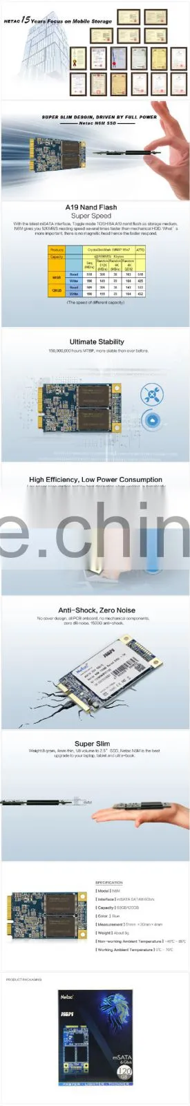 Netac mSATA internal SATAIII 6.0GB/s MLC SSD