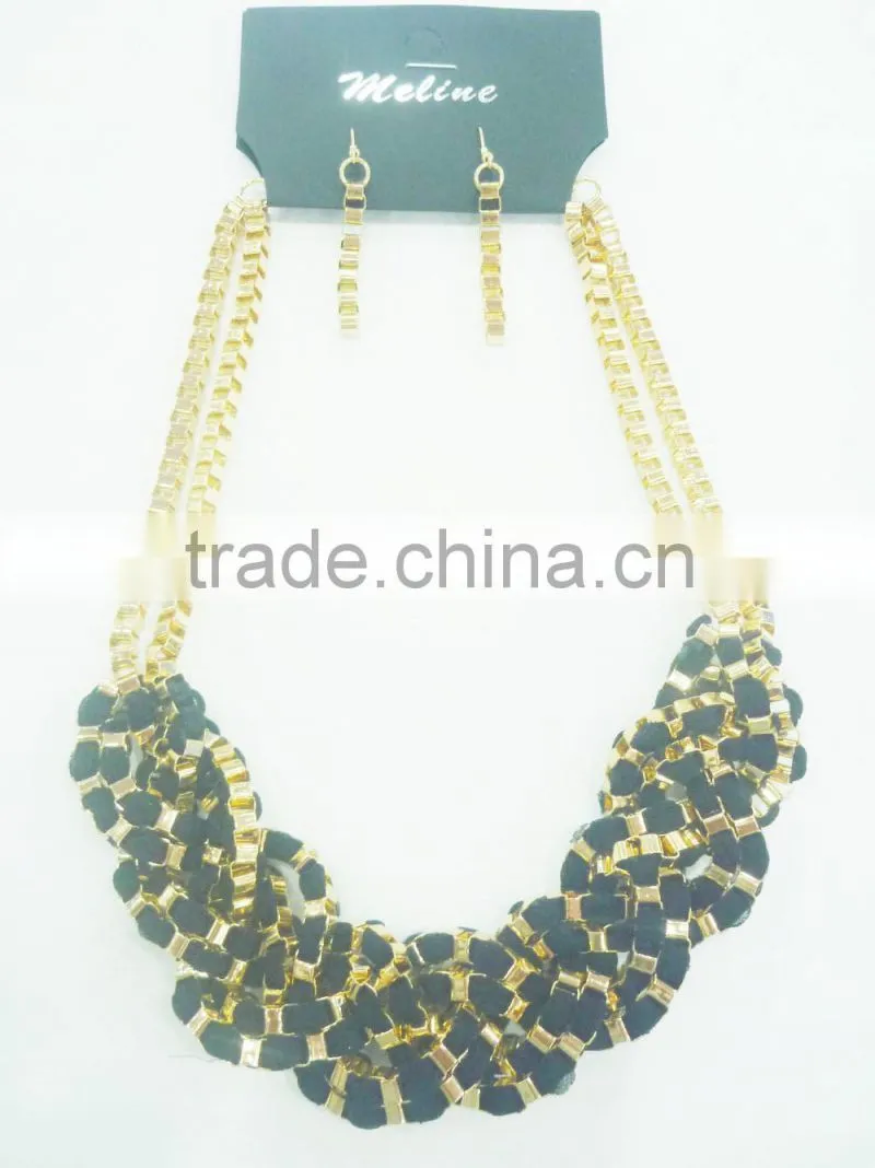 FACHION BRAIDED CHUNKY NECKLACE EARRING SET