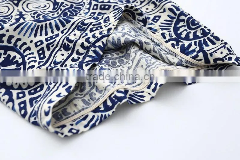 Summer Children Girl Clothes Set China Blue And White Strapless 2pcs Clothing Sets