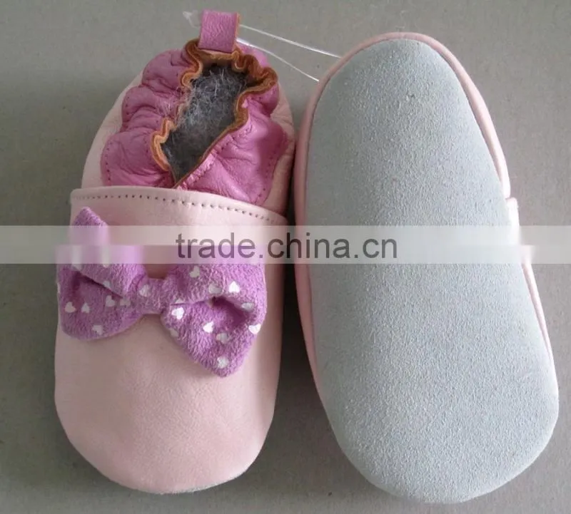 girl boy kids pink sheep leather bowknot design baby soft shoes