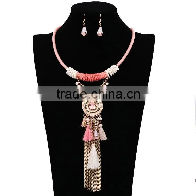 Beautiful Brazilian Summer Beach Tassel Necklace Earring Jewelry Set