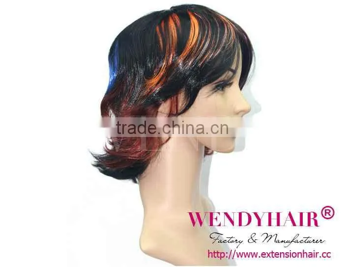 Colorful highlights for dark hair medium hairstyles synthetic wig