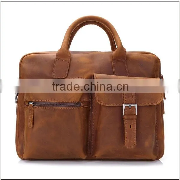Vintage top grain leather tote briefcase men genuine leather briefcase