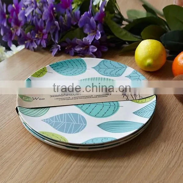 custom Classical pattern bamboo fiber dinnerware,9 inch applique round dinner plates