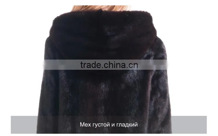 2015 Autumn And Winter Women Medium length Coat With Mink Fur Hat Overcoat