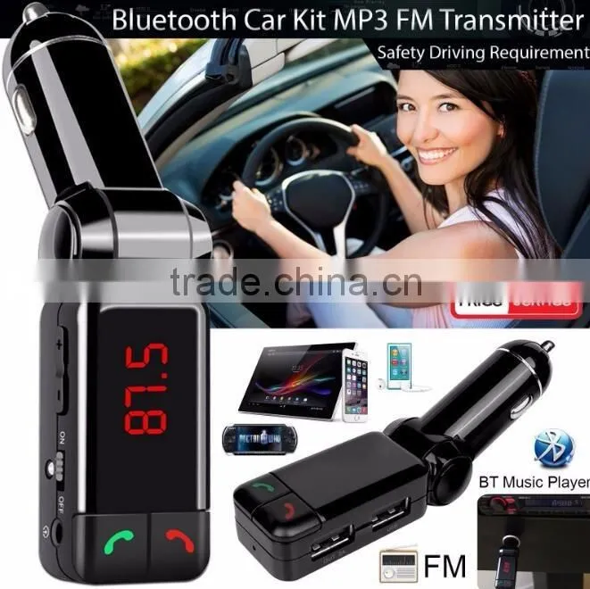 Hot Sale Wireless LCD Bluetooth 12V MP3 Player Dual USB Charger Handsfree FM Transmitter Car Kit