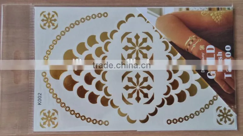 K Flash Tattoos Newest Temporary gold silver tattoos 12 designs 9*15 CM