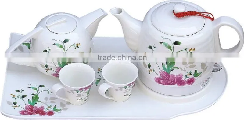 1.2L capacity OEM printing high temperature ceramic tea sets with cups and teapot
