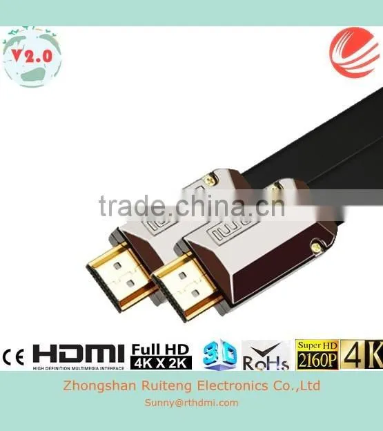 Black Metal shell HDMI Cable with Ethernet support 3D and 4K from 0.5-100m