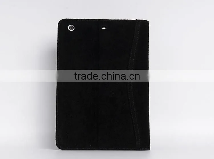 "U" Shape Stitches Nubuck Tablet Cases For iPad Mini, For iPad Case Leather Black