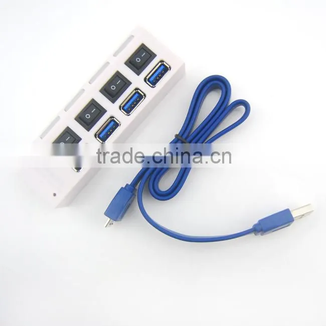 Computer 4 Ports 3.0 High Speed USB Hub with Swith Button