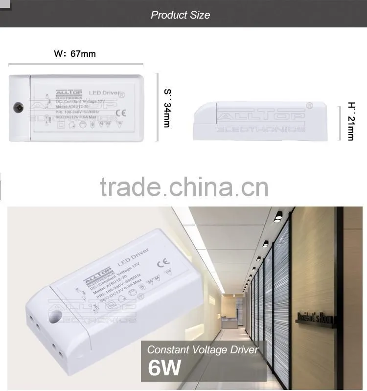 3 Year warranty constant current 6w 12v led power supply