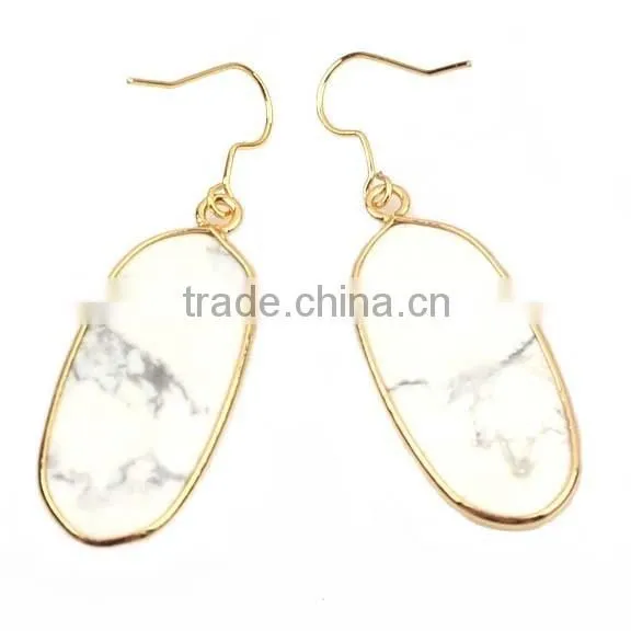 Semi-precious gem agate stone drop earring