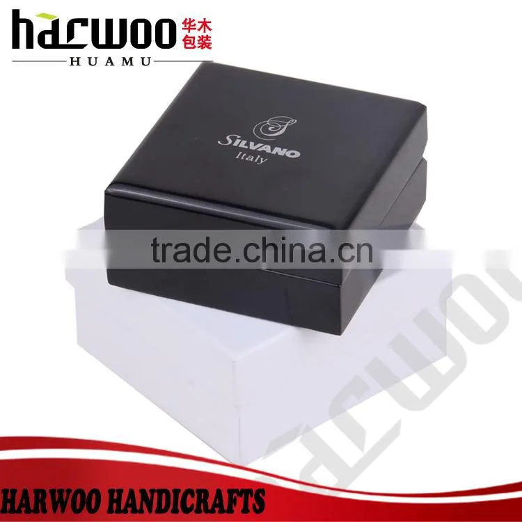 High-end matt wooden cufflink storage box with logo