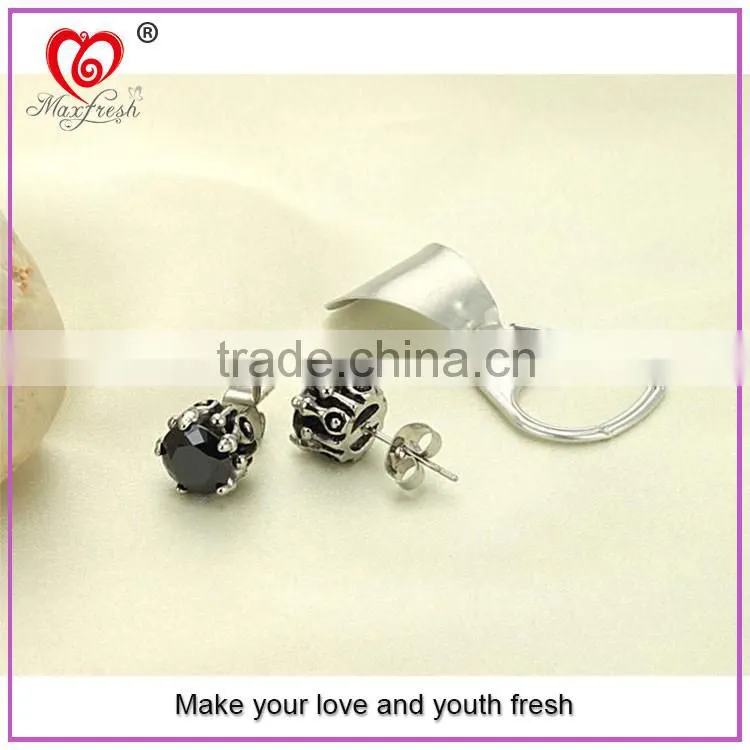 Alibaba Wholesale Jewelry Hotsale Simple Unisex Round Cut Basket Rhinestone Zircon CZ Faceted Ear Stud Stainless Steel Earring