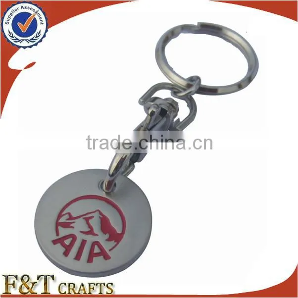 promotional shopping trolley coin keychain token coin keychain with logo