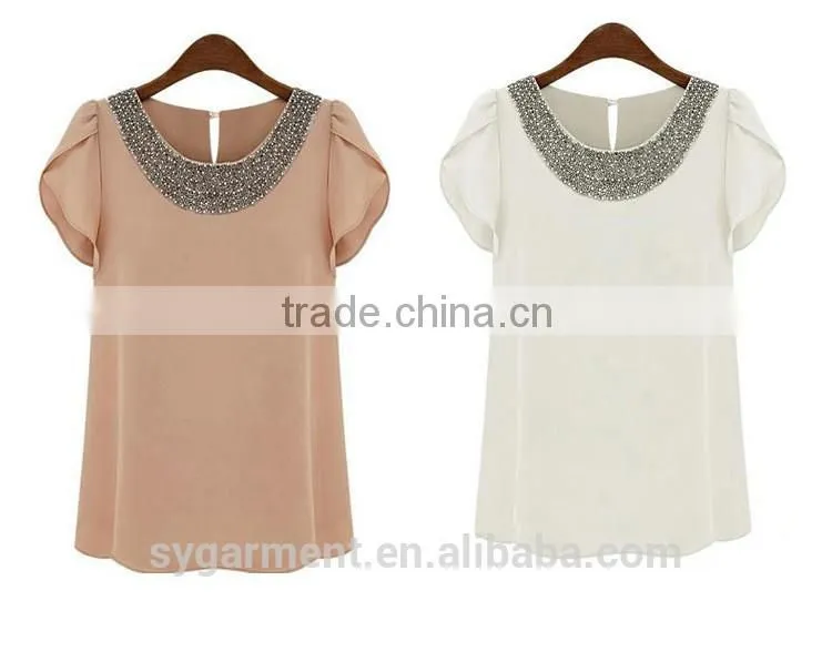 2015 Summer Women Loose Chiffon blouse Ladies Plus Size Shirt