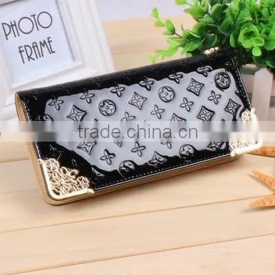 Cheap wholesale colorful lady use top grade exquisite leather lady wallet with metal decoration ,lady wallet manufacturer