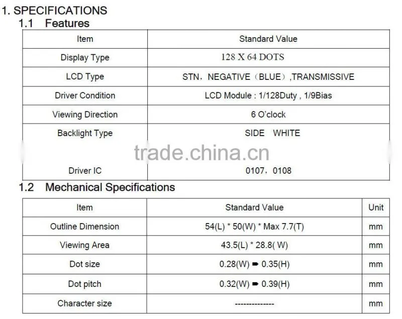 12864 STN COB lcd display with backlight