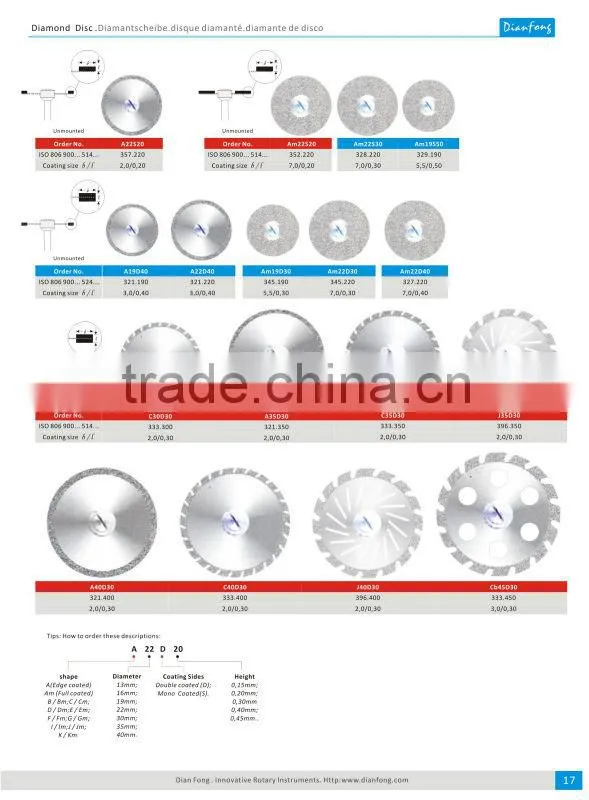 N22D20 22mm Flexible Miniature Solid Dental Edge Coated Diamond Disc Grinding Disk