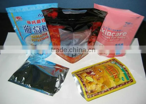 stand up plastic food packaging with zipper