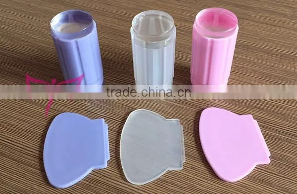 Pink color transparent nail stamper tools,New pink clear jelly stamper