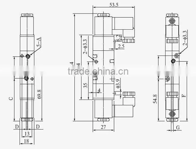 Pneumatic 5 ways/ Two Coil Solenoid Valve