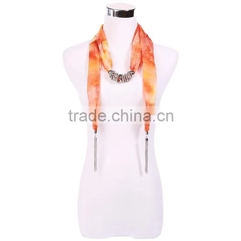 China fashion jewelry new product soft chiffon scarf fashion necklaces