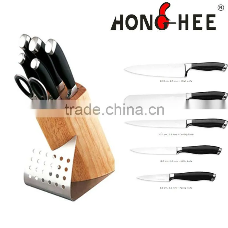 Deluxe Forged 5 Piece Knife Set In Stainless Steel Block