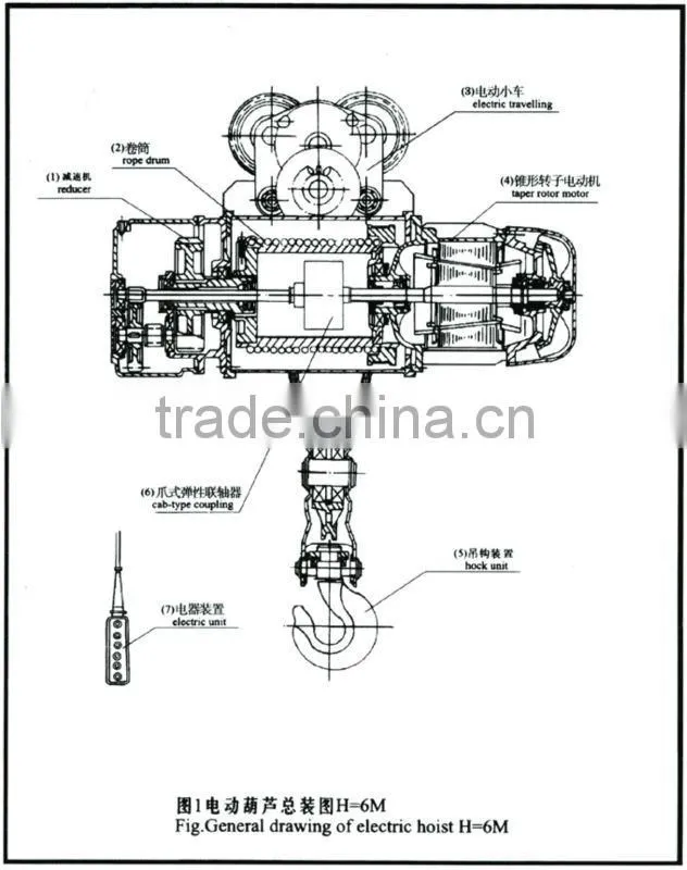 cd electric rope wire hoist