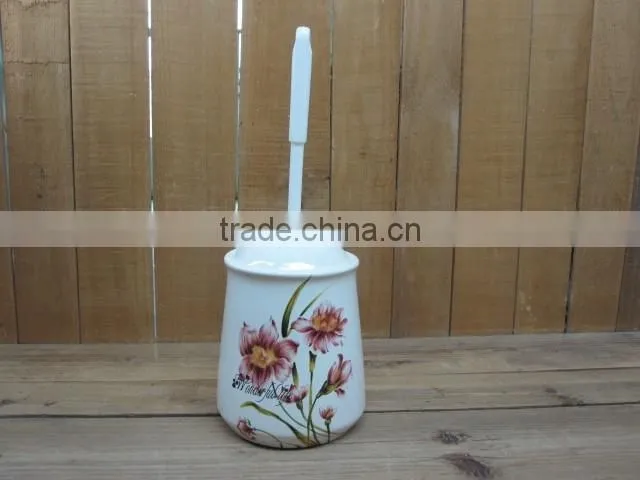 Decorative Dolomite Toilet Brush Holder with Brush for Bathroom